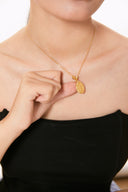 Niche Textured Coin Sterling Silver Necklace - Gold-Tone Vintage Design, Statement Jewelry for Women