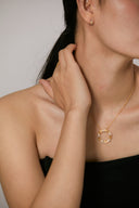 Niche Textured Circle Sterling Silver Necklace - Zircon-Accented Two-Tone Design, Vintage Statement Jewelry for Women