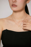 Niche Textured Circle Sterling Silver Necklace - Zircon-Accented Two-Tone Design, Vintage Statement Jewelry for Women