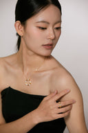 Niche Textured Circle Sterling Silver Necklace - Zircon-Accented Two-Tone Design, Vintage Statement Jewelry for Women