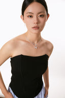 Niche Layered Heart Sterling Silver Necklace - Blue Zircon-Detailed Design, Romantic Statement Jewelry for Women