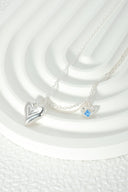 Niche Layered Heart Sterling Silver Necklace - Blue Zircon-Detailed Design, Romantic Statement Jewelry for Women
