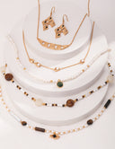 Niche Multi-Stone Sterling Silver Necklace - Beaded Boho-Chic Design, Versatile Statement Jewelry for Women