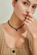 Niche Multi-Stone Sterling Silver Necklace - Beaded Boho-Chic Design, Versatile Statement Jewelry for Women