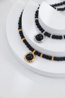 Niche Multi-Stone Sterling Silver Necklace - Beaded Boho-Chic Design, Versatile Statement Jewelry for Women