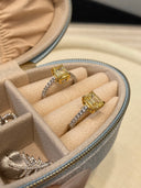 AAAAAANiche Yellow Emerald-Cut Sterling Silver Ring - Zircon-Accented Two-Tone Design, Luxe Statement Jewelry for Women