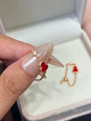 Niche Red Enamel Gourd Sterling Silver Earrings - Gold-Tone Chinese Design, Lucky Statement Jewelry for Women