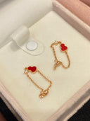 Niche Red Enamel Gourd Sterling Silver Earrings - Gold-Tone Chinese Design, Lucky Statement Jewelry for Women