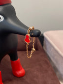 Niche Red Enamel Gourd Sterling Silver Earrings - Gold-Tone Chinese Design, Lucky Statement Jewelry for Women