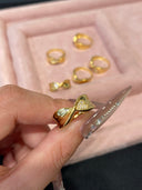 Niche Infinity Bow Sterling Silver Ring - Zircon-Accented Gold-Tone Design, Romantic Statement Jewelry for Women