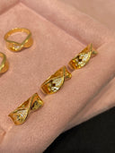 Niche Infinity Bow Sterling Silver Ring - Zircon-Accented Gold-Tone Design, Romantic Statement Jewelry for Women