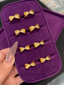 Niche Infinity Bow Sterling Silver Ring - Zircon-Accented Gold-Tone Design, Romantic Statement Jewelry for Women