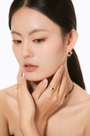 Niche Lapis Lazuli Sterling Silver Ring Set - Textured Gold-Tone Boho-Chic Design, Statement Jewelry for Women