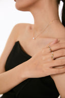 Niche Star Moon Sterling Silver Ring - Beaded Two-Tone Celestial Design, Dainty Statement Jewelry for Women