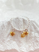 Niche Star Moon Sterling Silver Ring - Beaded Two-Tone Celestial Design, Dainty Statement Jewelry for Women