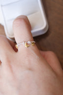 Niche Star Moon Sterling Silver Ring - Beaded Two-Tone Celestial Design, Dainty Statement Jewelry for Women