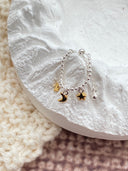 Niche Star Moon Sterling Silver Ring - Beaded Two-Tone Celestial Design, Dainty Statement Jewelry for Women