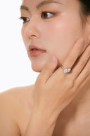 Niche Two-Stone Sterling Silver Ring - Gold-Tone Cluster Design, Romantic Statement Jewelry for Women