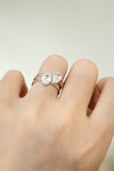 Niche Two-Stone Sterling Silver Ring - Gold-Tone Cluster Design, Romantic Statement Jewelry for Women