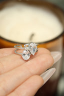 Niche Two-Stone Sterling Silver Ring - Gold-Tone Cluster Design, Romantic Statement Jewelry for Women