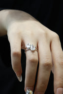 Niche Two-Stone Sterling Silver Ring - Gold-Tone Cluster Design, Romantic Statement Jewelry for Women