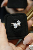 Niche Two-Stone Sterling Silver Ring - Gold-Tone Cluster Design, Romantic Statement Jewelry for Women