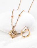 Niche Two-Stone Sterling Silver Ring - Gold-Tone Cluster Design, Romantic Statement Jewelry for Women