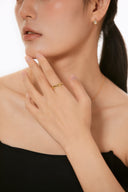 Niche Polished Sterling Silver Ring - Gold-Tone Minimalist Wedding Design, Timeless Statement Jewelry for Women