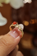 Niche Carnelian Sterling Silver Ring - Filigree Gold-Tone Vintage Design, Statement Jewelry for Women