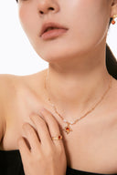 Niche Carnelian Sterling Silver Ring - Filigree Gold-Tone Vintage Design, Statement Jewelry for Women