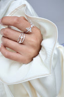 Niche Openwork Sterling Silver Ring - Charm-Detailed Boho-Chic Design, Dainty Statement Jewelry for Women