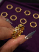 Niche Pavé Diamond Sterling Silver Ring - Link Gold-Tone Luxe Design, Statement Jewelry for Women