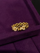 Niche Pavé Diamond Sterling Silver Ring - Link Gold-Tone Luxe Design, Statement Jewelry for Women