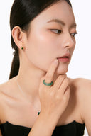 Niche Jade Sterling Silver Ring - Minimalist Chinese Design, Lucky Statement Jewelry for Women