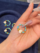 Niche Turquoise Mammoth Ivory Sterling Silver Ring - Heart Gold-Tone Chinese Design, Lucky Statement Jewelry for Women