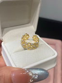 Niche Two-Tone Filigree Sterling Silver Ring - Flower Diamond-Accented Vintage Design, Statement Jewelry for Women