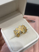 Niche Two-Tone Filigree Sterling Silver Ring - Flower Diamond-Accented Vintage Design, Statement Jewelry for Women