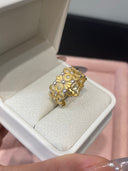 Niche Two-Tone Filigree Sterling Silver Ring - Flower Diamond-Accented Vintage Design, Statement Jewelry for Women