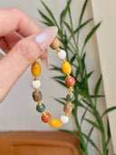 Niche Multi-Stone Sterling Silver Bracelet - Beaded Gold-Tone Boho-Chic Design, Statement Jewelry for Women