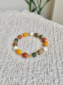 Niche Multi-Stone Sterling Silver Bracelet - Beaded Gold-Tone Boho-Chic Design, Statement Jewelry for Women