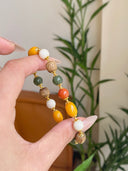 Niche Multi-Stone Sterling Silver Bracelet - Beaded Gold-Tone Boho-Chic Design, Statement Jewelry for Women