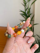 Niche Multi-Stone Sterling Silver Bracelet - Beaded Gold-Tone Boho-Chic Design, Statement Jewelry for Women