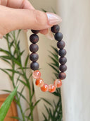 Niche Agarwood Carnelian Sterling Silver Bracelet - Beaded Minimalist Boho-Chic Design, Statement Jewelry for Women