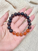 Niche Agarwood Carnelian Sterling Silver Bracelet - Beaded Minimalist Boho-Chic Design, Statement Jewelry for Women