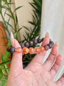 Niche Agarwood Carnelian Sterling Silver Bracelet - Beaded Minimalist Boho-Chic Design, Statement Jewelry for Women
