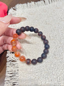 Niche Agarwood Carnelian Sterling Silver Bracelet - Beaded Minimalist Boho-Chic Design, Statement Jewelry for Women