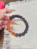 Niche Agarwood Carnelian Sterling Silver Bracelet - Beaded Minimalist Boho-Chic Design, Statement Jewelry for Women