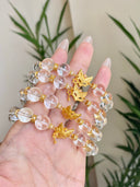 Niche Clear Quartz Sterling Silver Bracelet - Fox Gold-Tone Chinese Design, Lucky Statement Jewelry for Women