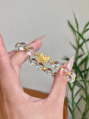 Niche Clear Quartz Sterling Silver Bracelet - Fox Gold-Tone Chinese Design, Lucky Statement Jewelry for Women