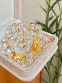 Niche Clear Quartz Sterling Silver Bracelet - Fox Gold-Tone Chinese Design, Lucky Statement Jewelry for Women